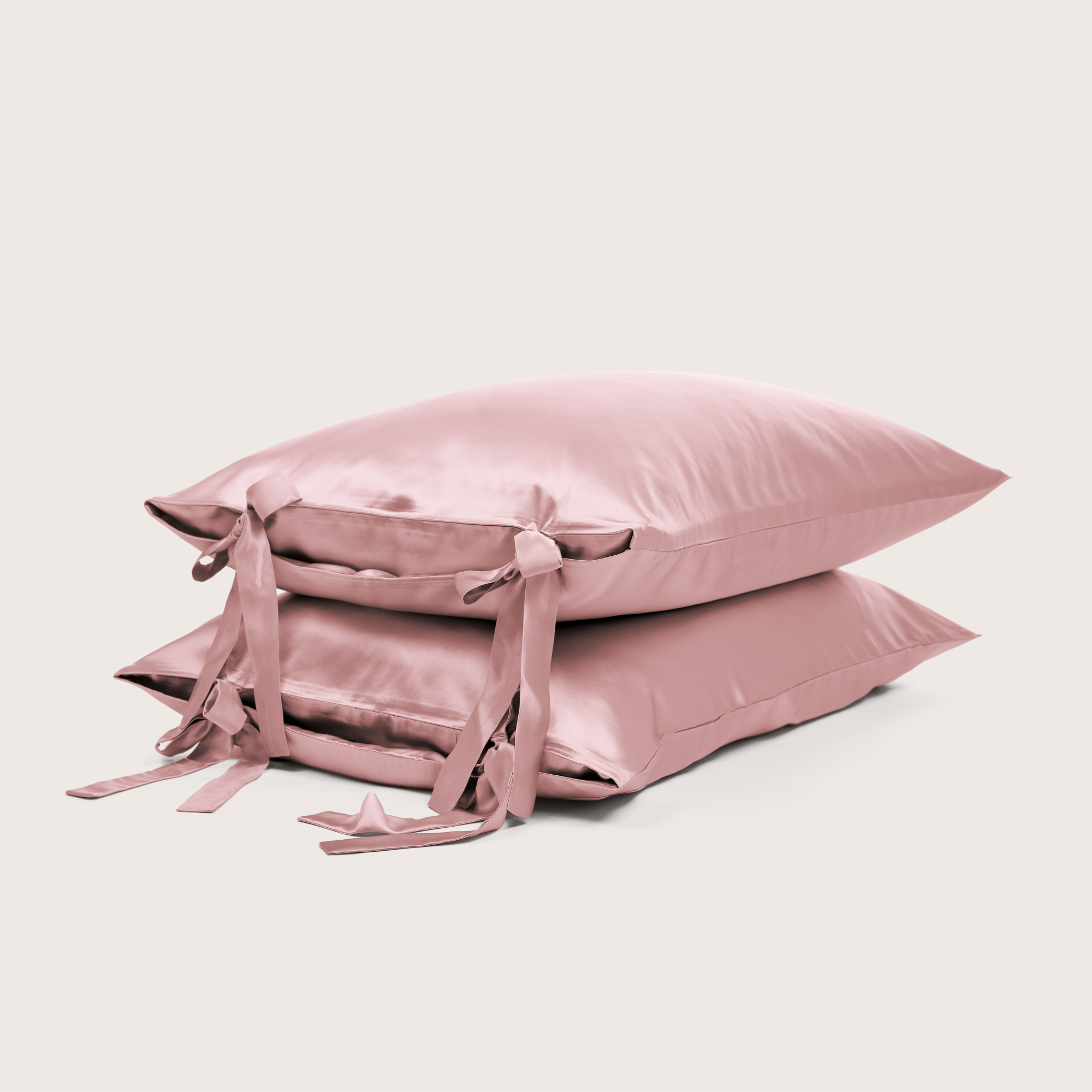 Artisan pure silk pillowcase featuring delicate traditional ribbon ties by ODAYA Home
